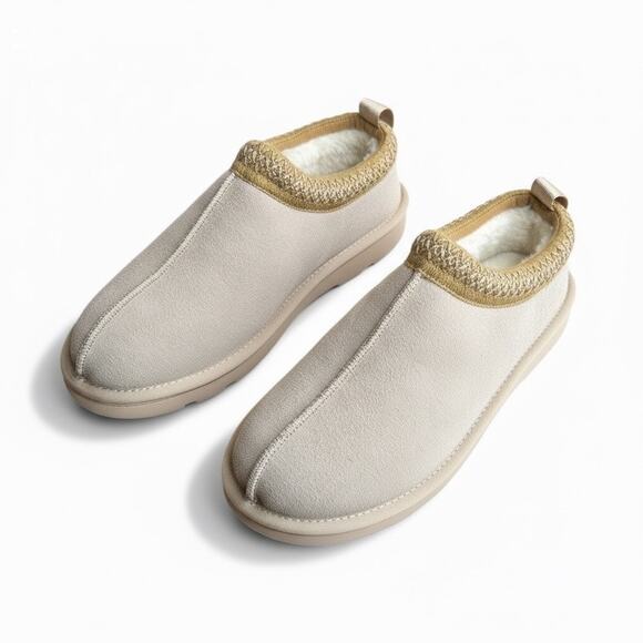 Women’s Size 9 Fuzzy Cozy Fleece Lined Slip-On Clog Slippers Beige Outdoor - Picture 6 of 10